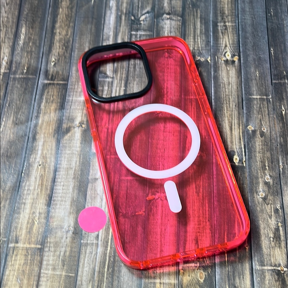 5for$10 Hot Pink iPhone 15 Pro Max MagSafe Clear Shockproof Cute Phone Cove